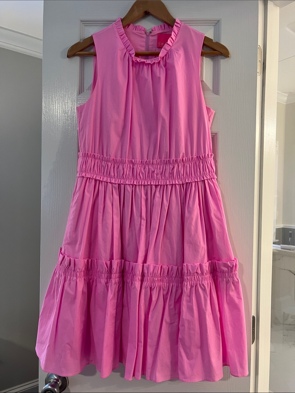 Lilly Pulitzer Bright Pink Ruffle Waist Tiered Dress